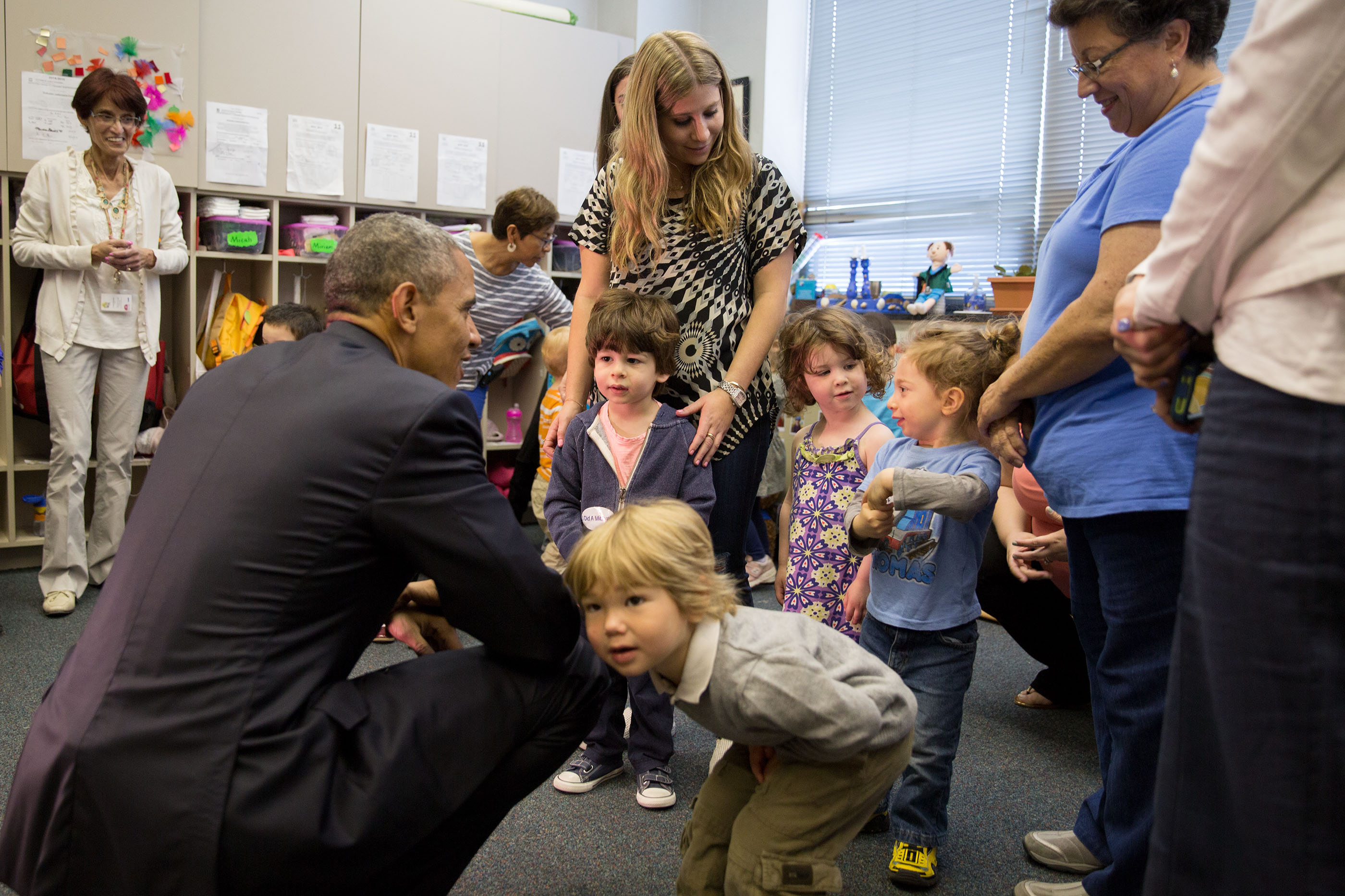 President Obama visits preschool classroom at Adas Israel Congregation, Washington DC, May 22, 2015. Official White House Photo by Pete Souza.